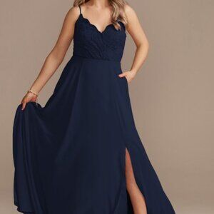 David's Bridal Navy Bridesmaid Dress